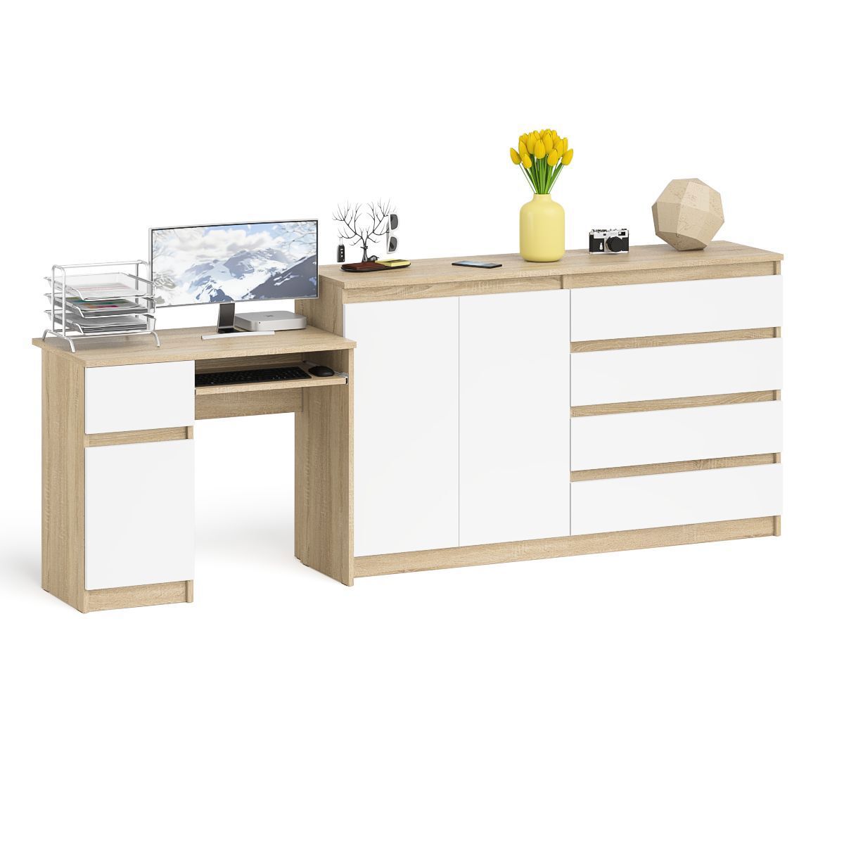 Изображение товара Офисный комплект мебели Свk МС-1Л+МК1600.1-СБ современный дизайн из ЛДСП