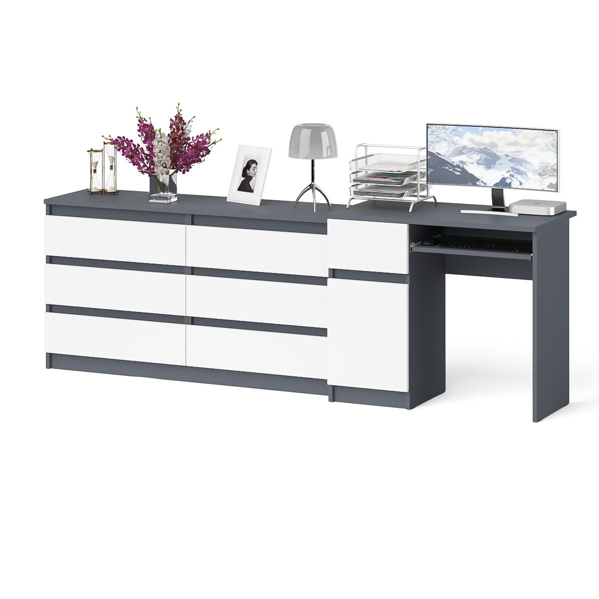 Изображение товара Стол с полкой Свк МС-1Л с комодом Мори 1380, 228х77 см