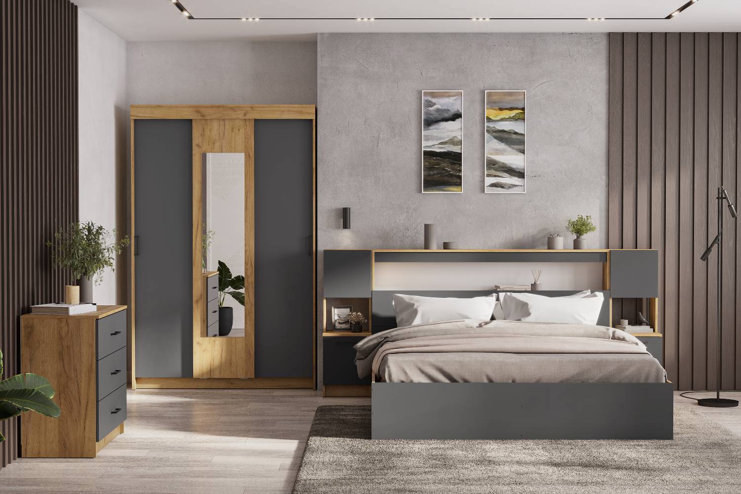 Изображение товара Кровать Арника Вена 163.6x100x225.2 см современный дизайн, ЛДСП, Россия