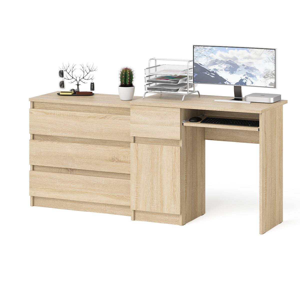 Изображение товара Офисный стол Свк МС-1Л+МК800.1-ДС с комодом 170x77x50 см