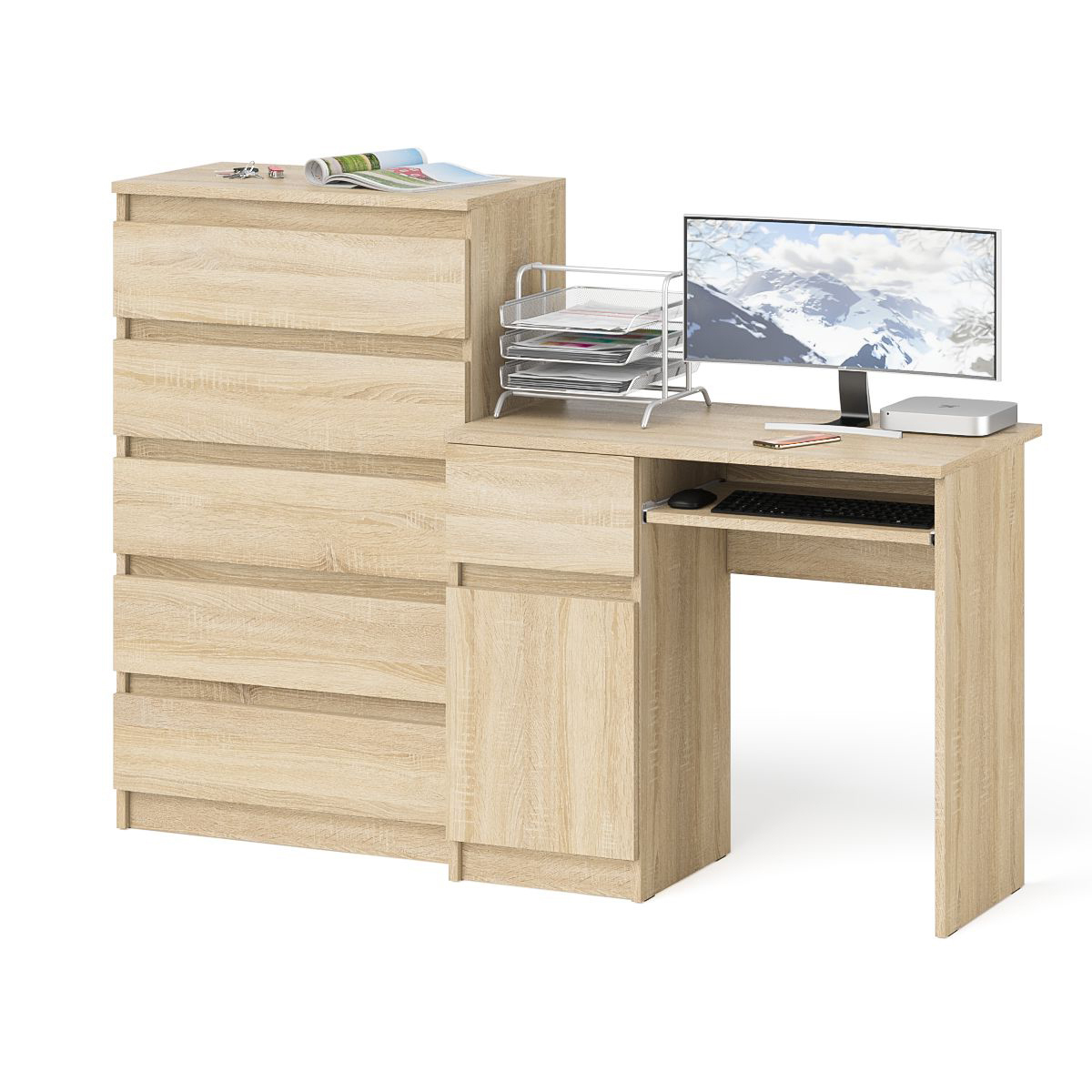 Изображение товара Офисный стол с полкой Свк МС-1Л+МК700.5-ДС 160x114x50 см