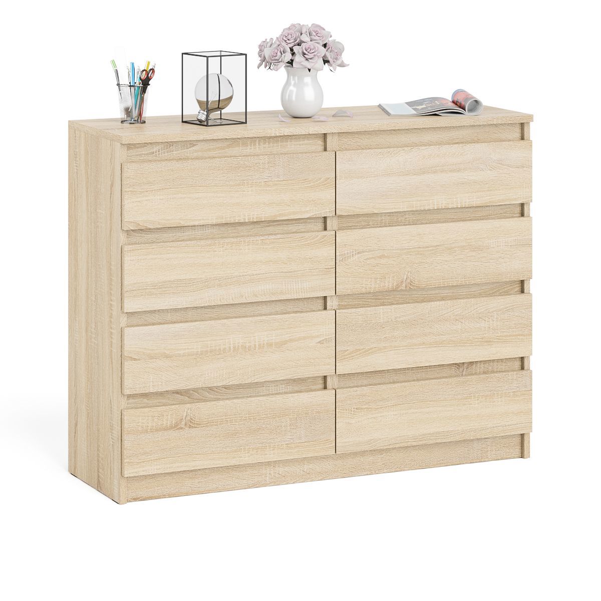 Изображение товара Комод СВК Мори МК1200.8 8 ящиков, дуб сонома, современный дизайн