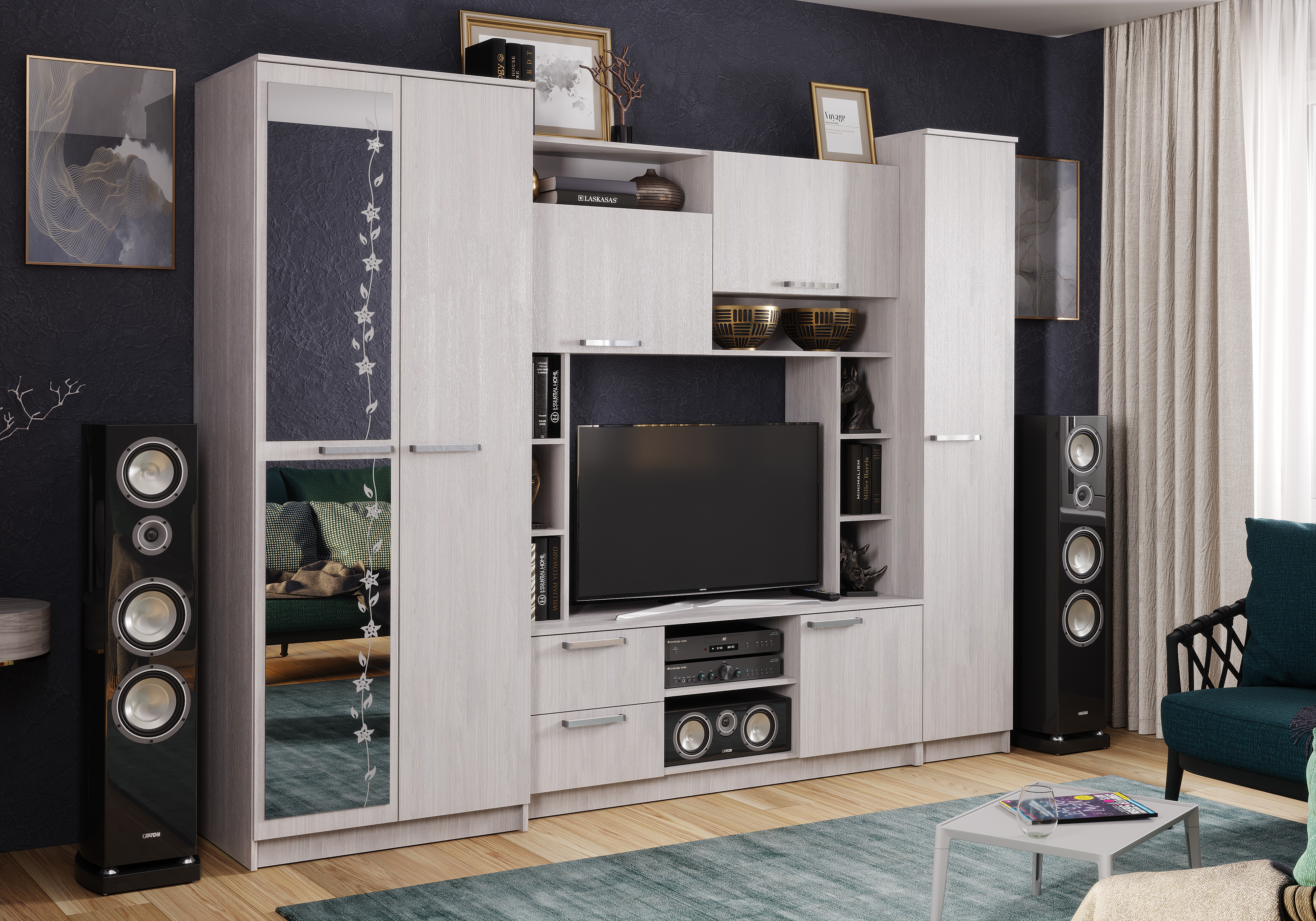 Изображение товара Шкаф для телевизора Bts Ут-00105945 270x210x54.4 см ЛДСП цвет белый ясень