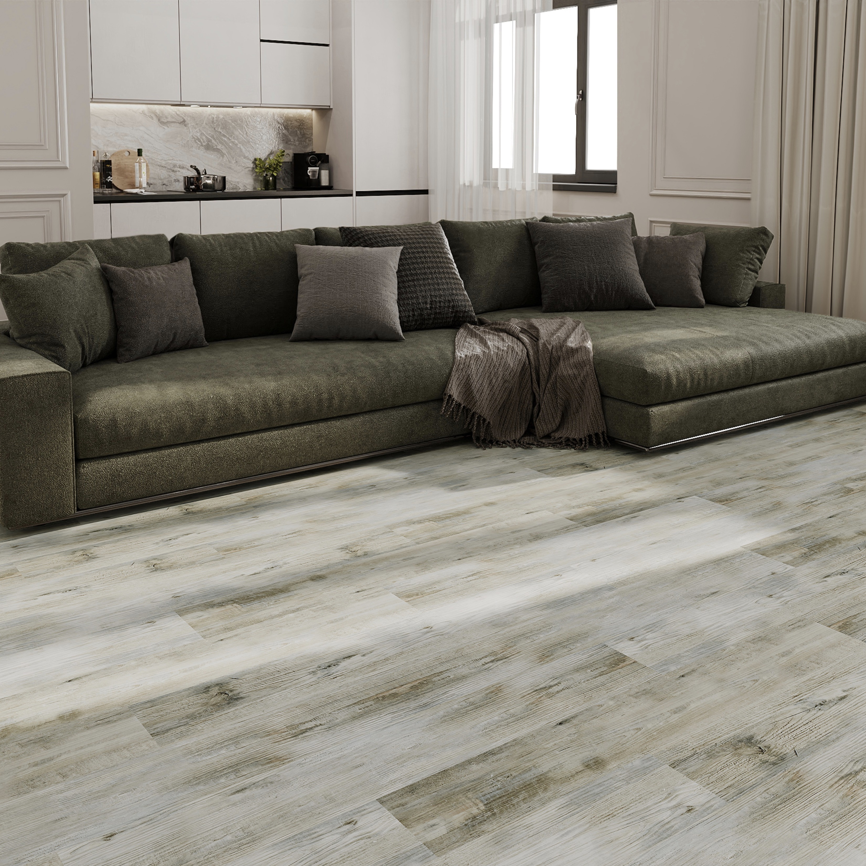 Изображение товара SPC плитка Novafloor Сосна многополосная 42 класс толщина 3.5 мм, влагостойкий пол с имитацией дере