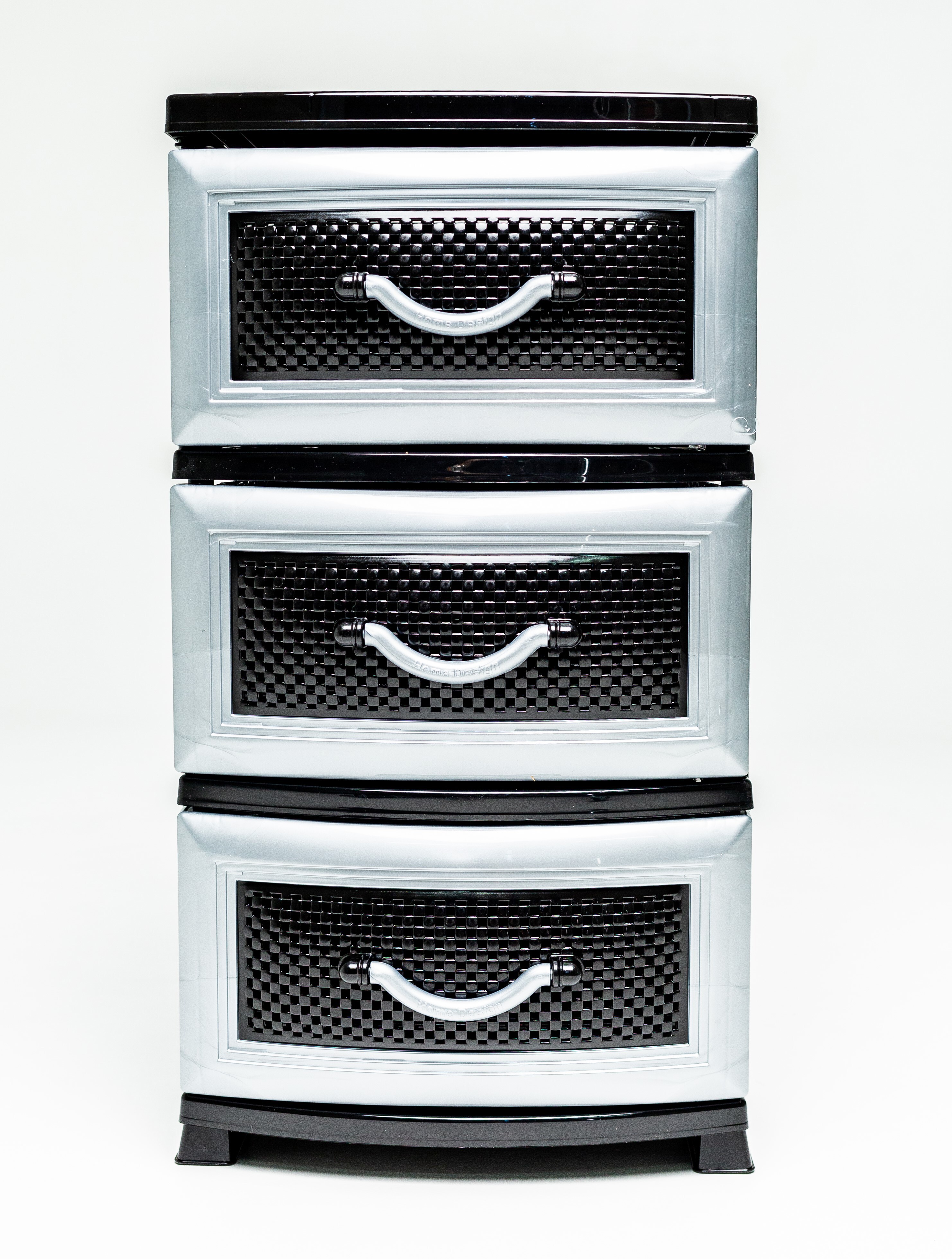 Изображение товара Комод Росспласт Дельфин черный-серебро 3 ящика 38x47x75 см