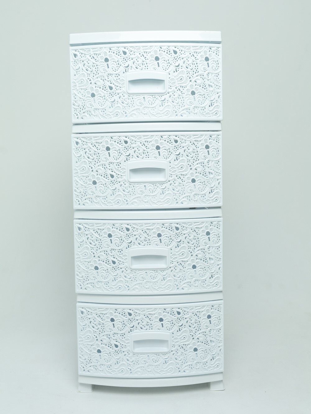 Изображение товара Комод Росспласт Декор ажур белый 4 ящика 38x47x95 см пластик цвет белый