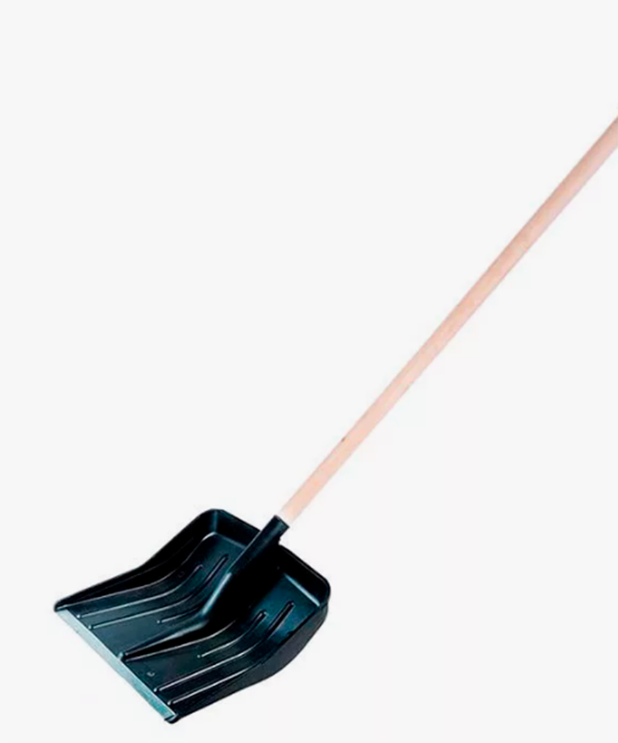 Изображение товара Лопата для уборки снега 43x43.5 см пластиковая с деревянным черенком Россия