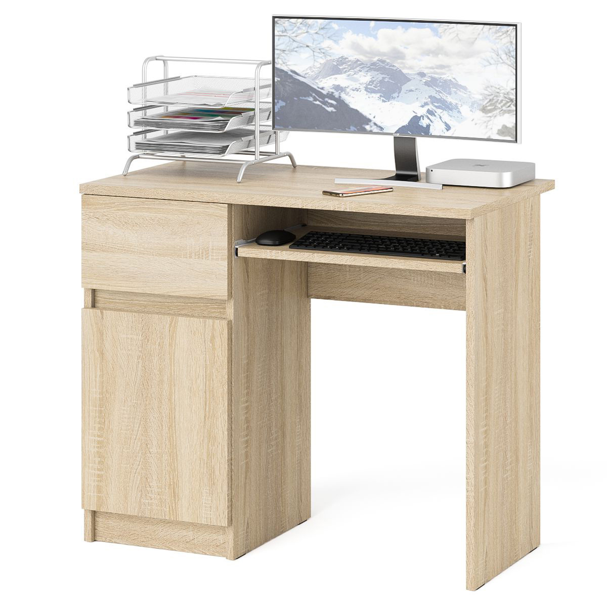 Изображение товара Компьютерный стол СВК Мори МС-1 лев 90x77x50 см ЛДСП цвет дуб сонома