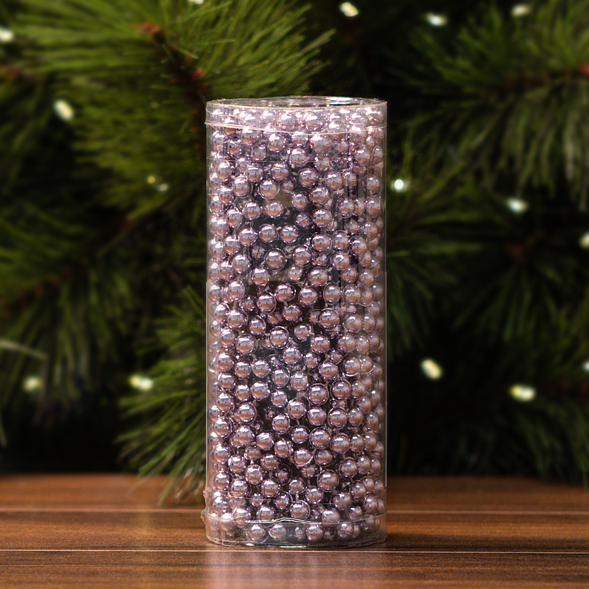 Изображение товара Пластиковые новогодние бусы фиолетовые 10м 8мм украшение для елки и интерьера