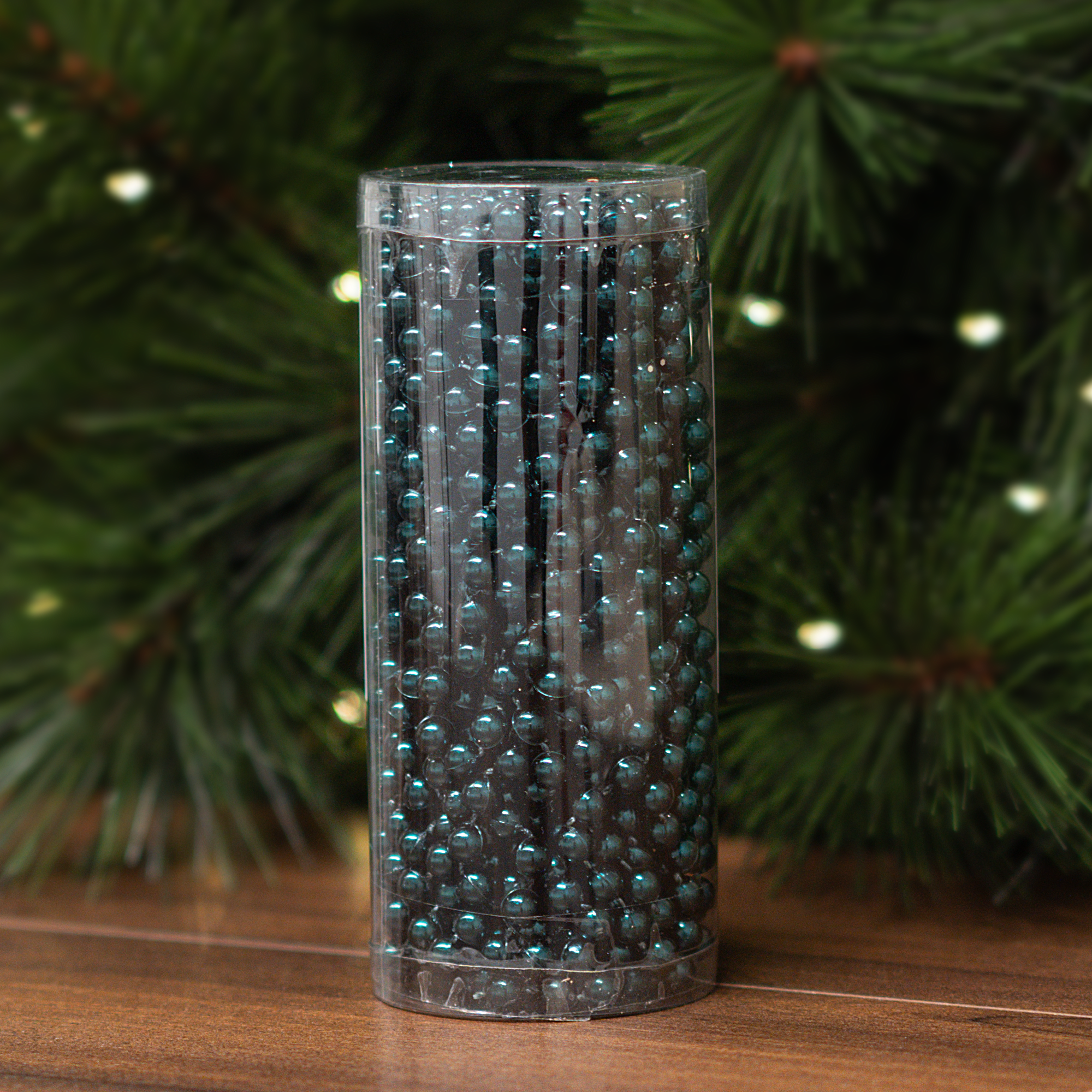 Изображение товара Пластиковые новогодние бусы D8мм 10м синий