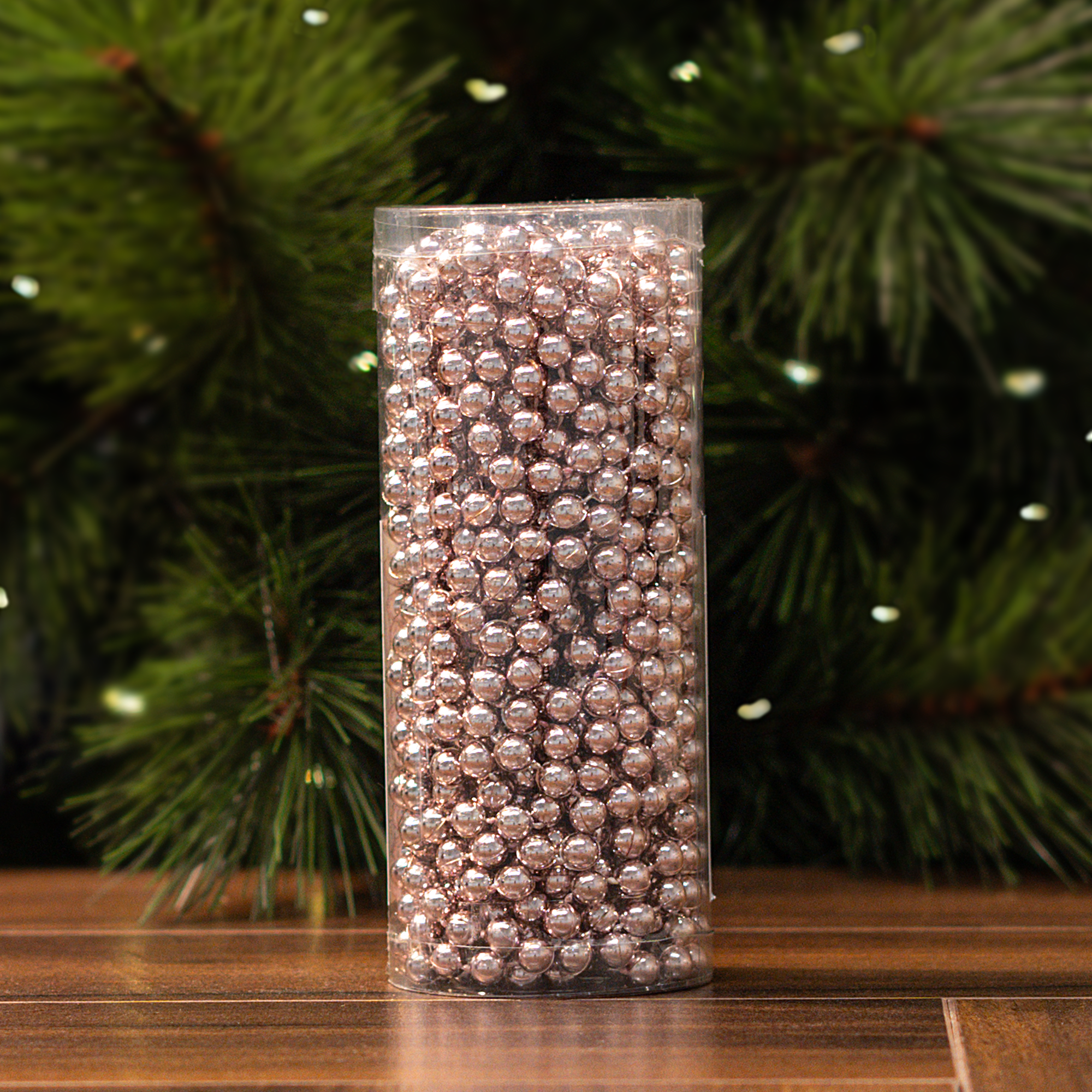 Изображение товара Бусы пластиковые D8мм 10м розовый новогодние