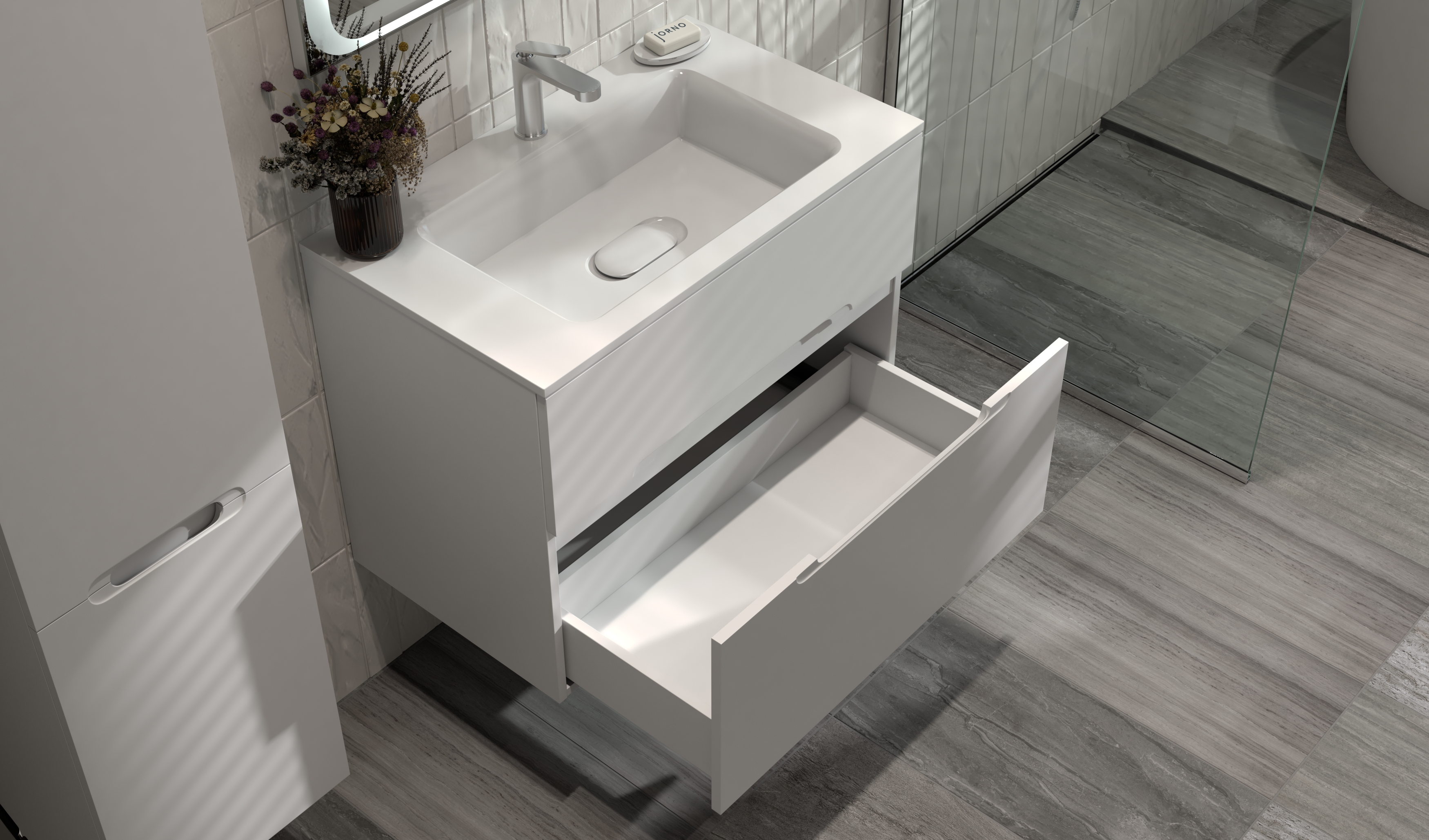 Изображение товара Тумба под раковину подвесная Jorno Mol.01.77/P/W 80см цвет белый