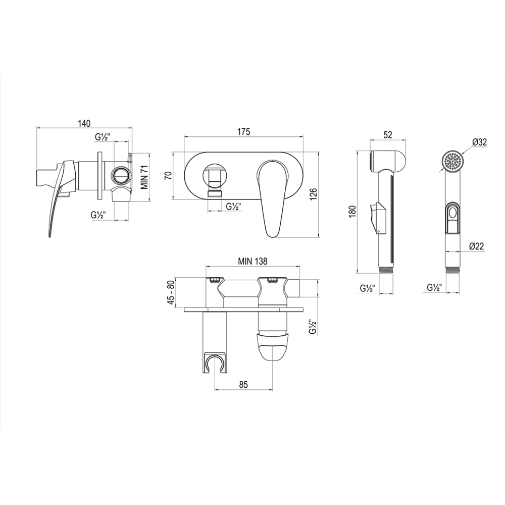 Изображение товара Набор для подключения гигиенического душа Lemark Linara LM0419C хром