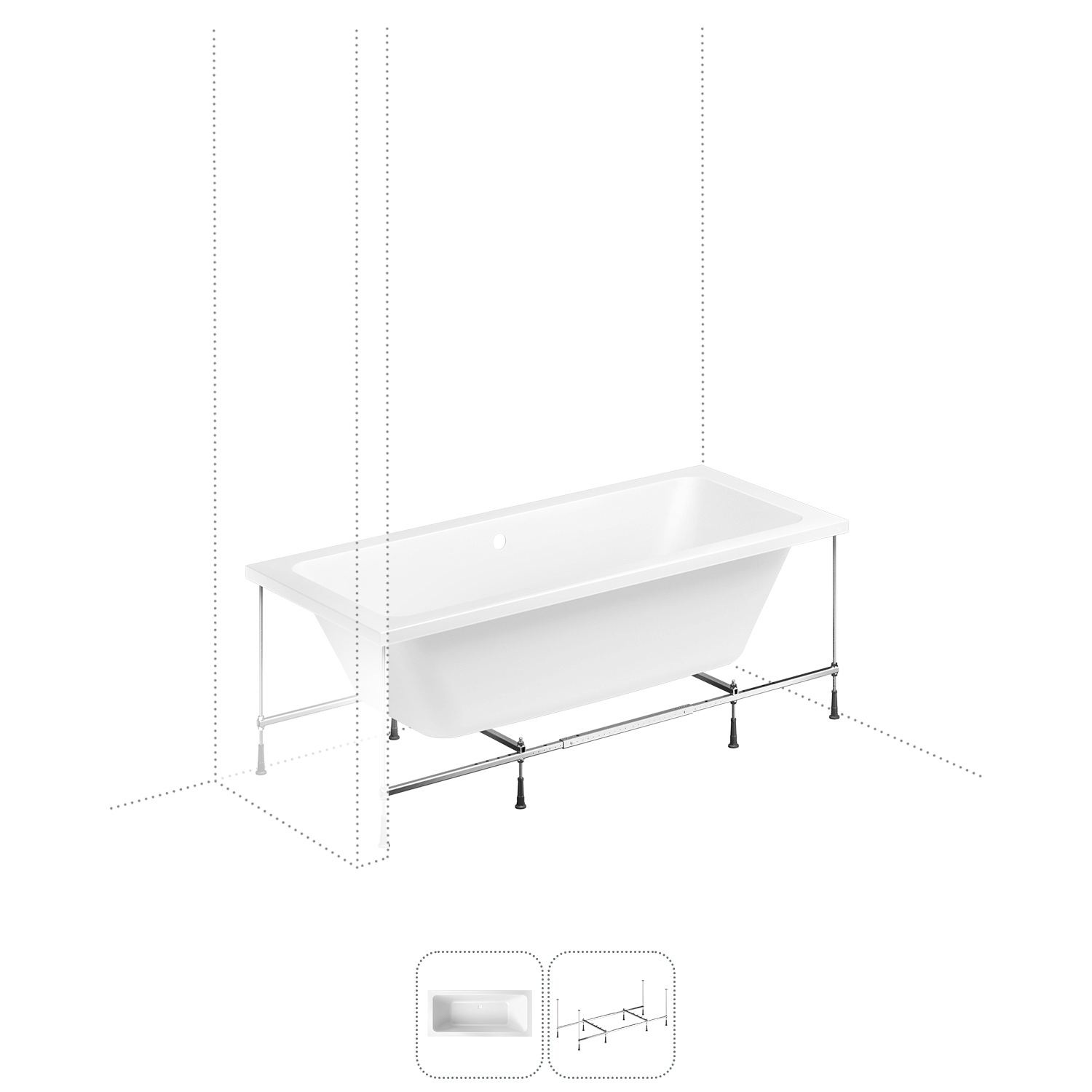 Изображение товара Прямоугольная ванна Lavinia Boho Pure S1-37100075 литьевой акрил 170x75 см, с усиленным металлическим каркасом