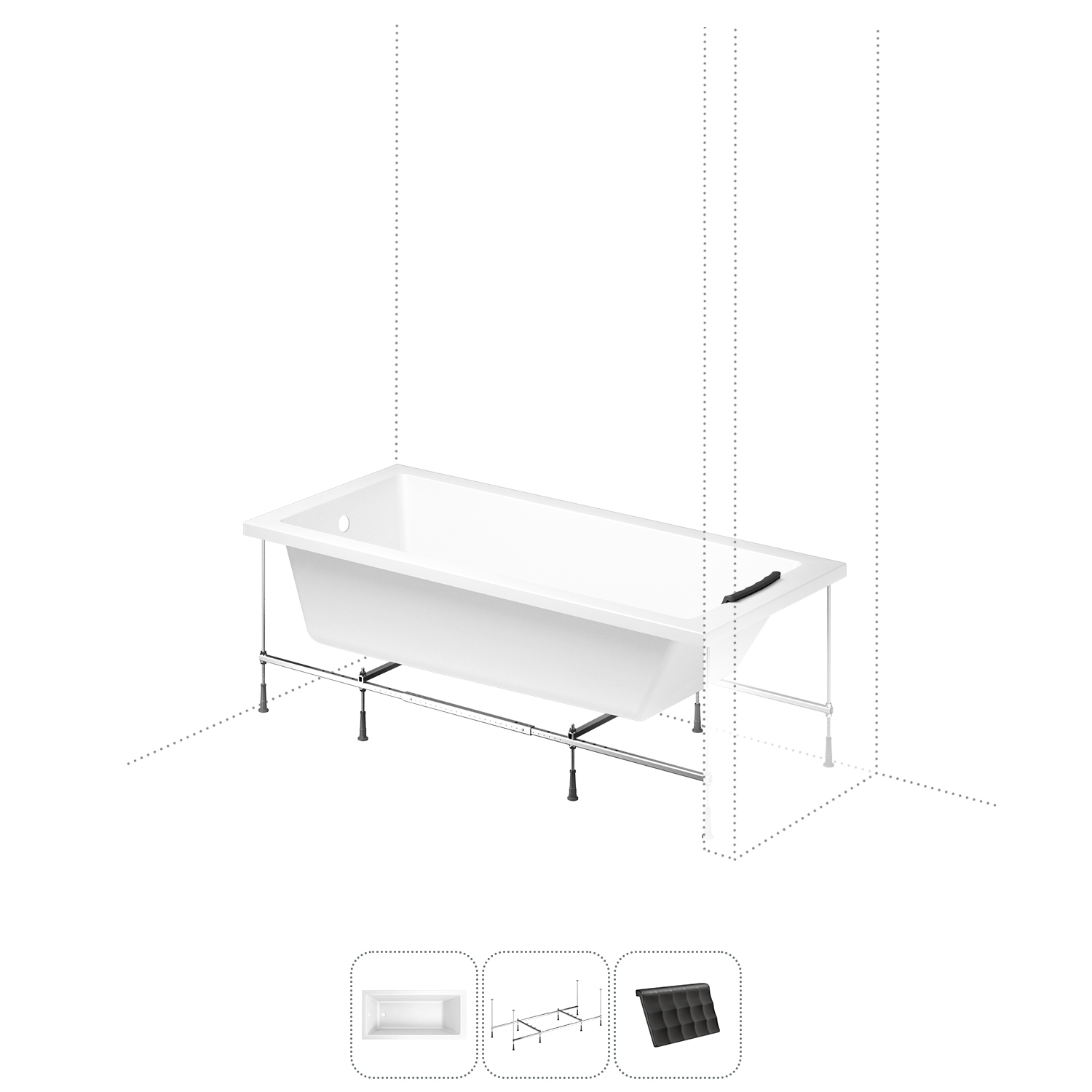 Изображение товара Ассиметричная акриловая ванна Lavinia Boho Catani 170x80 см левый разворот