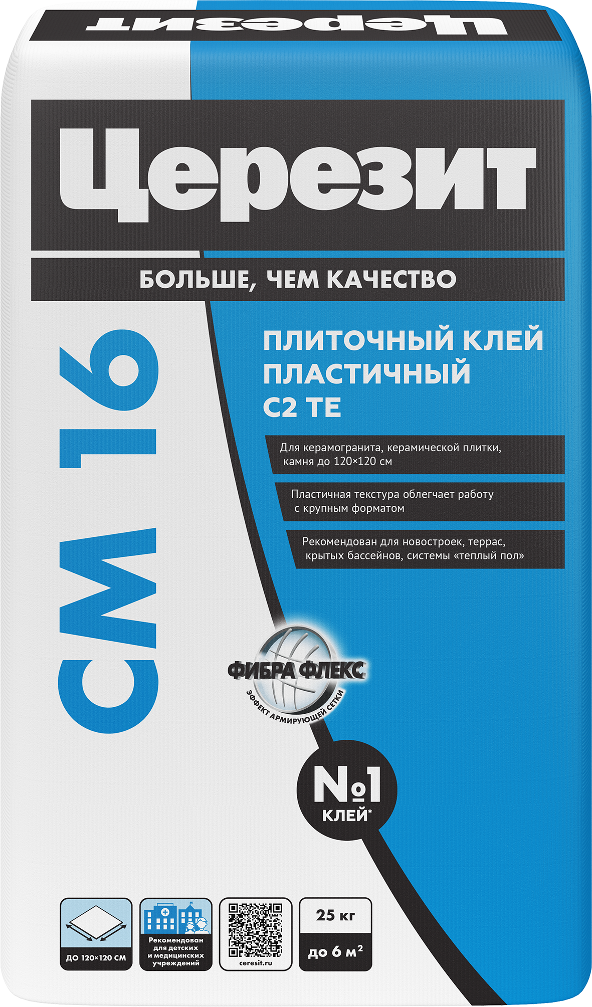 Изображение товара Клей для плитки Церезит CM 16 25 кг — универсальный влагостойкий клей для облицовки