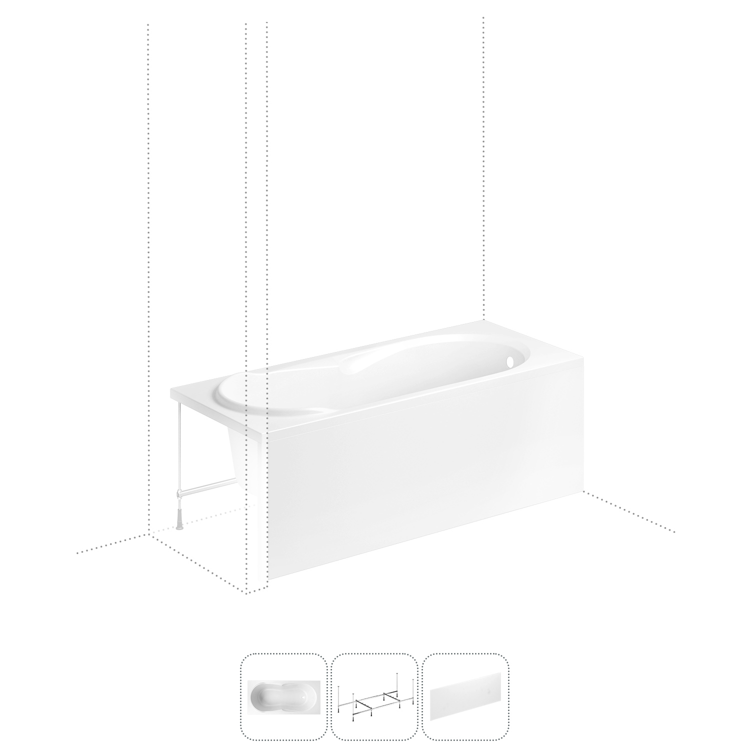 Изображение товара Прямоугольная ванна Lavinia Boho Easter Pro S2-37060075 литьевой акрил 170x75 см, с металлическим каркасом и лицевом экраном