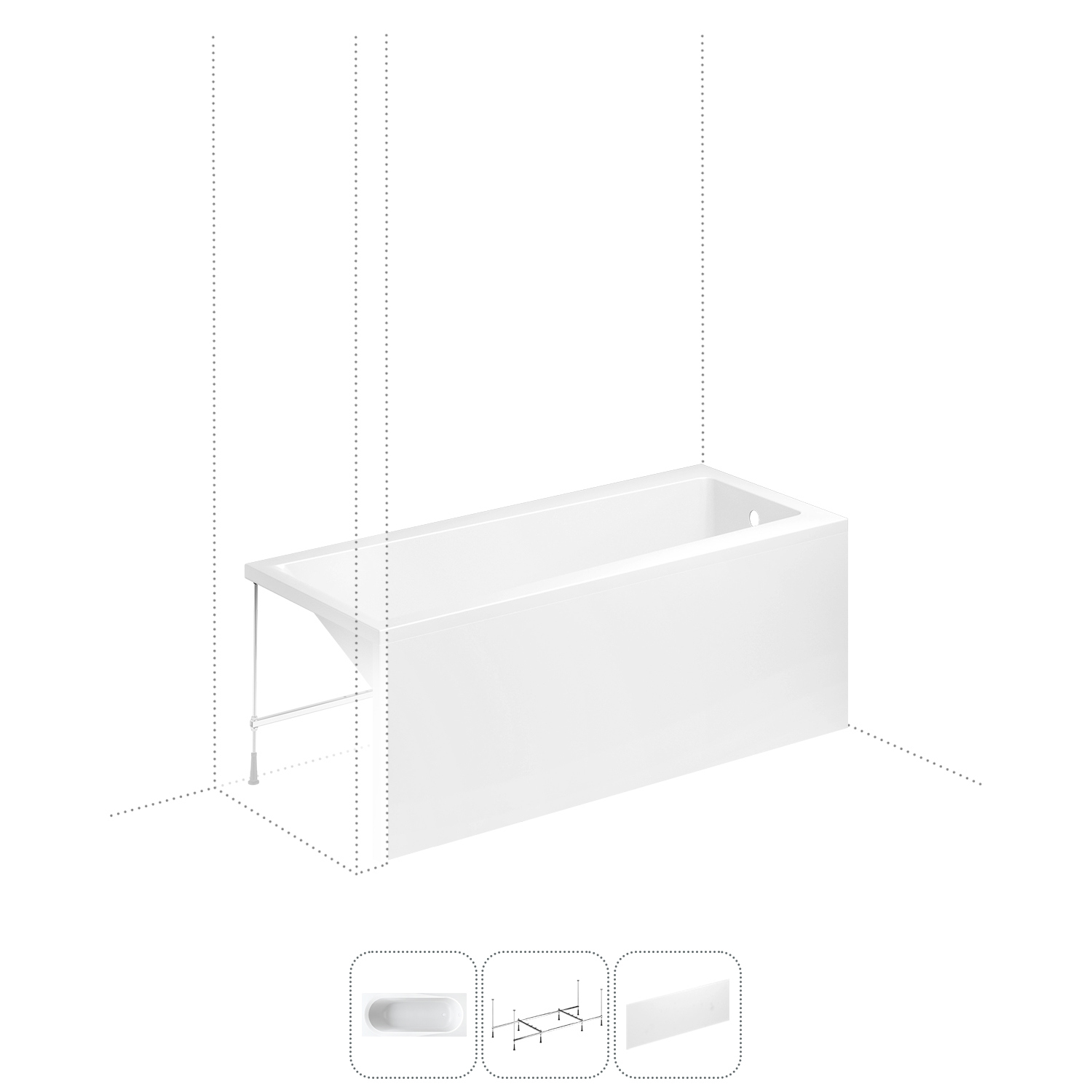 Изображение товара Прямоугольная ванна из литьевого акрила Lavinia Boho Rock 160x75 см с металлическим каркасом