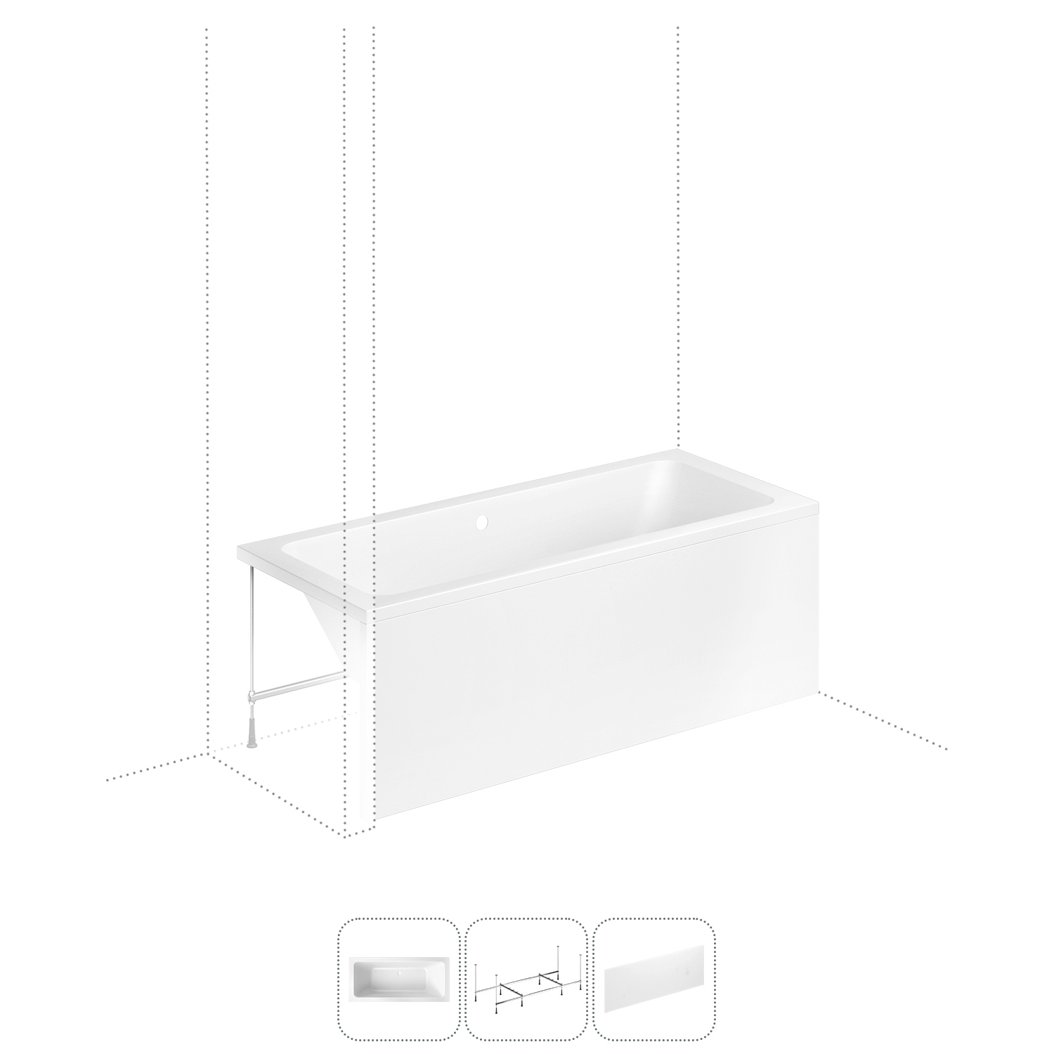 Изображение товара Прямоугольная ванна Lavinia Boho Pure S2-37100080 литьевой акрил 180x80 см, с металлическим каркасом и лицевом экраном