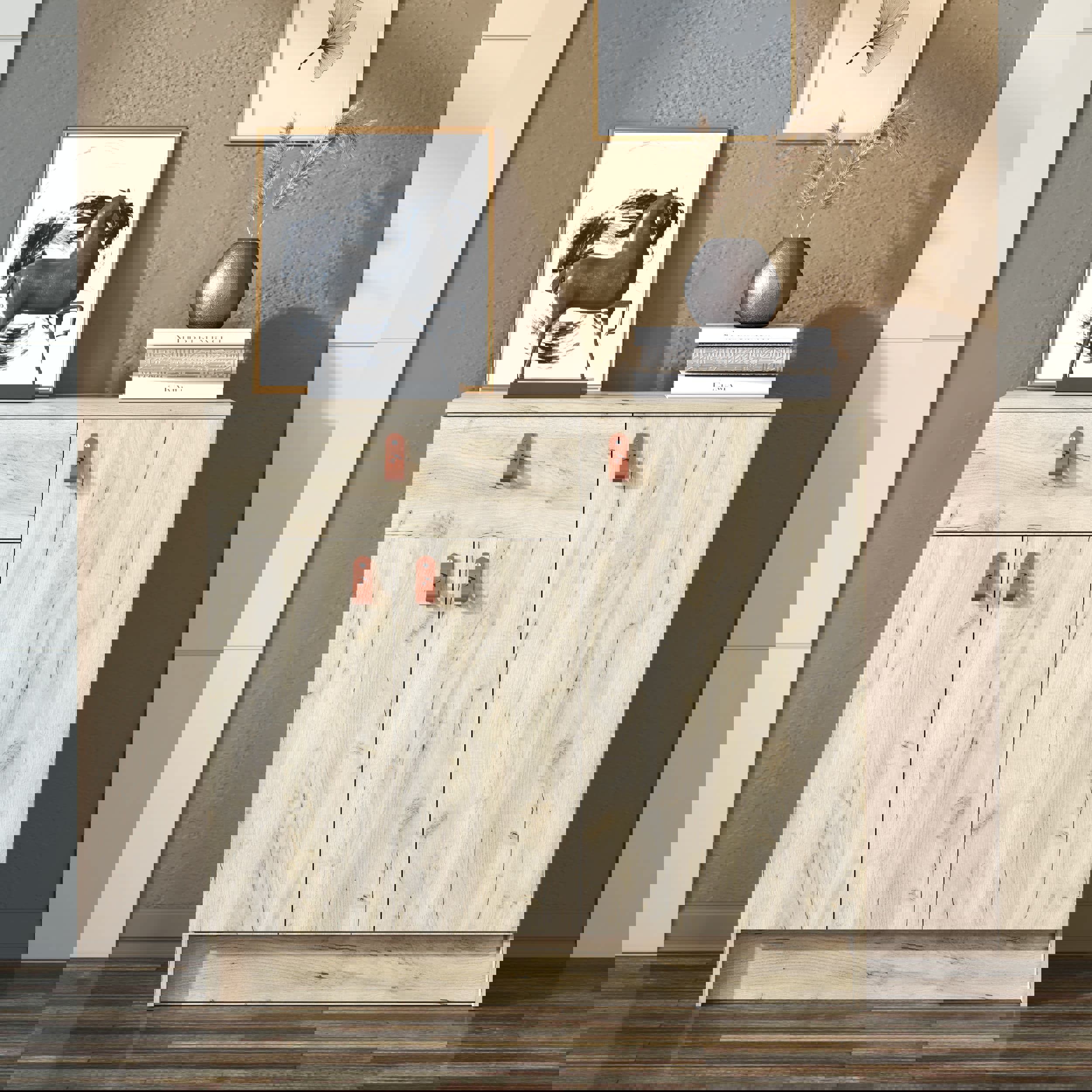 Изображение товара Комод Мк стиль Км-002 1 ящик 88x35x81 см ЛДСП цвет дуб крафт серый