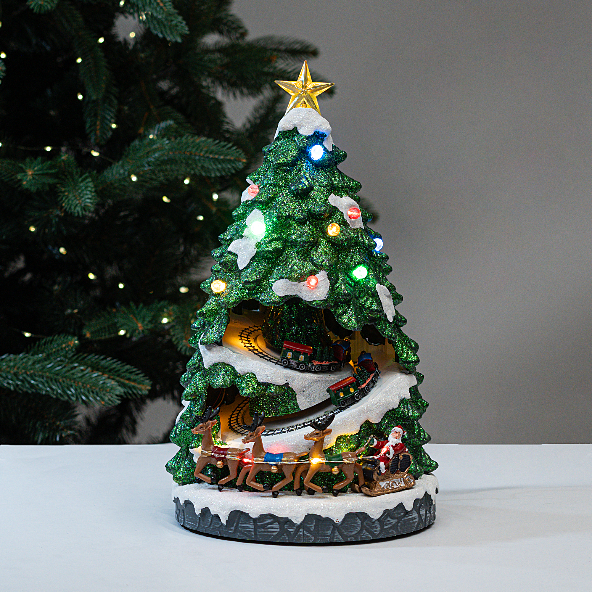 Изображение товара Новогодняя композиция светящаяся Елка с поездом