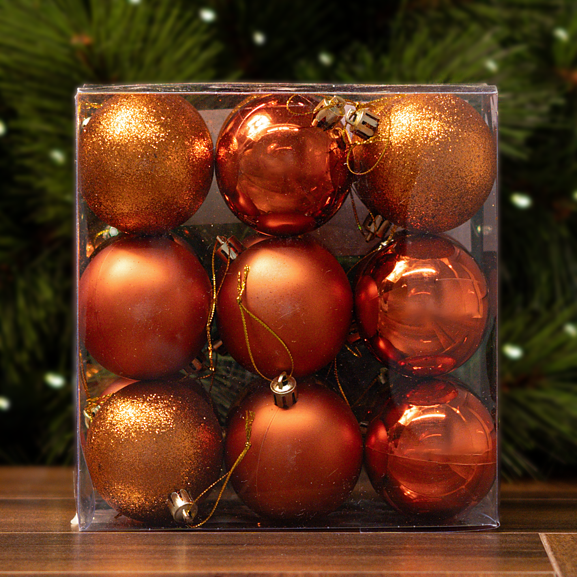 Изображение товара Набор елочных шаров Basic ø6 см пластик оранжевый 18 шт. новогодний