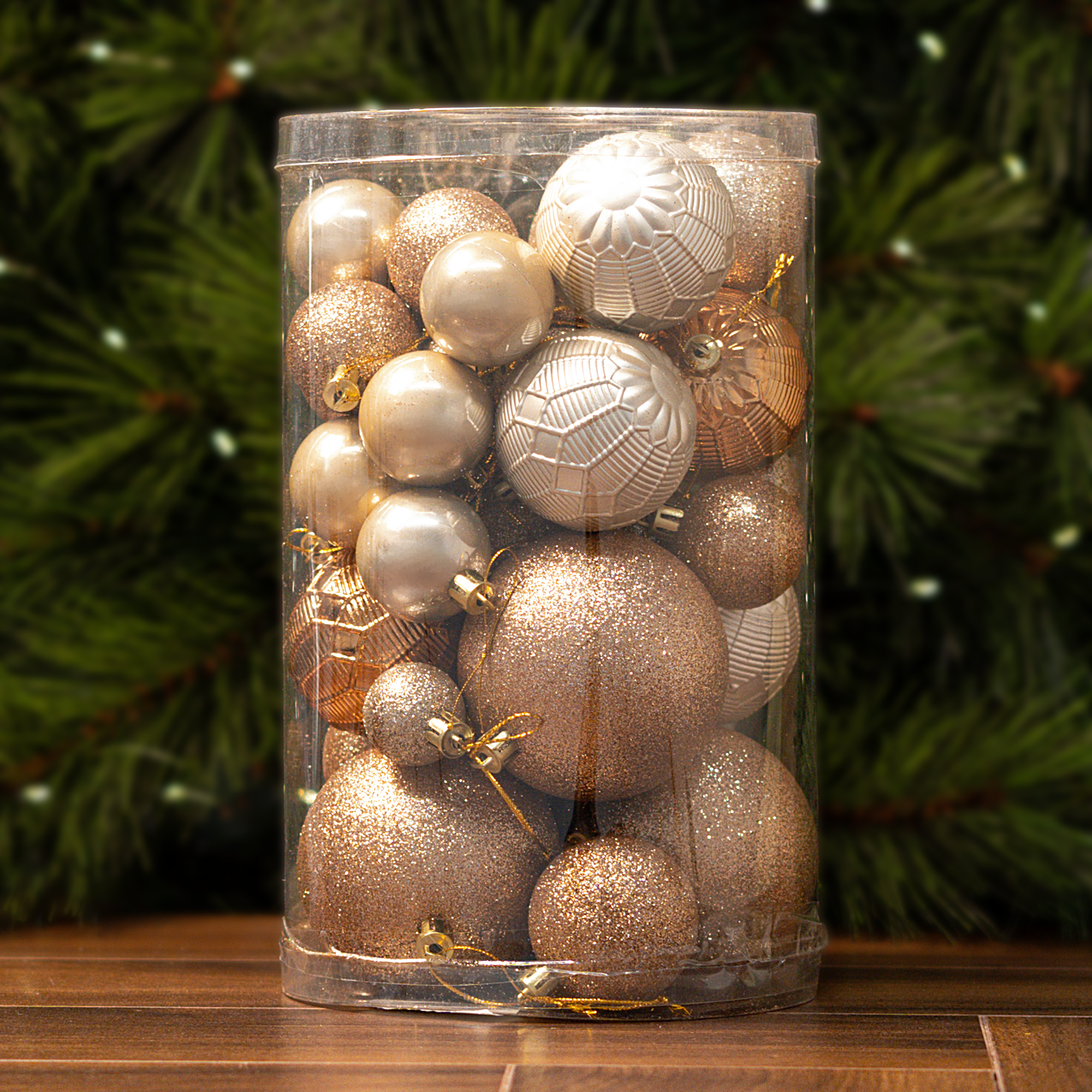 Изображение товара Набор новогодних шаров Christmas 8 см коричневый 50 шт.