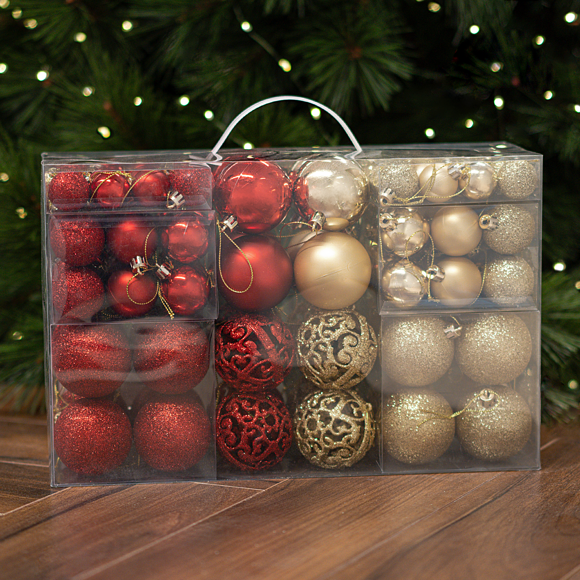 Изображение товара Набор шаров 100шт красный/золото