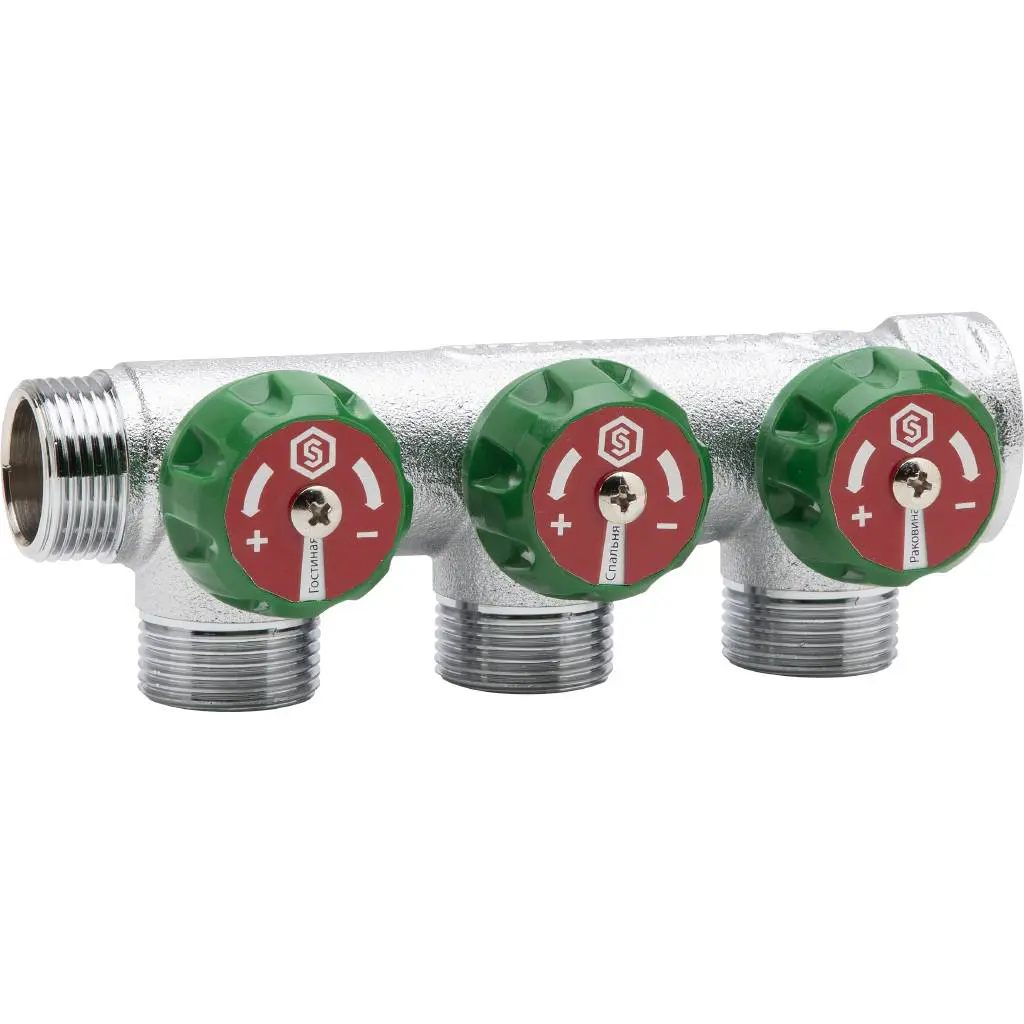 Коллектор Stout на 3 отвода 3/4"x1/2" латунь - 1