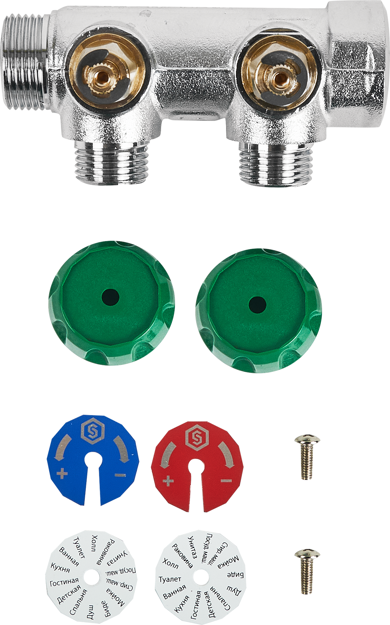 Коллектор регулирующий Stout на 2 отвода 3/4"x1/2" латунь - 3