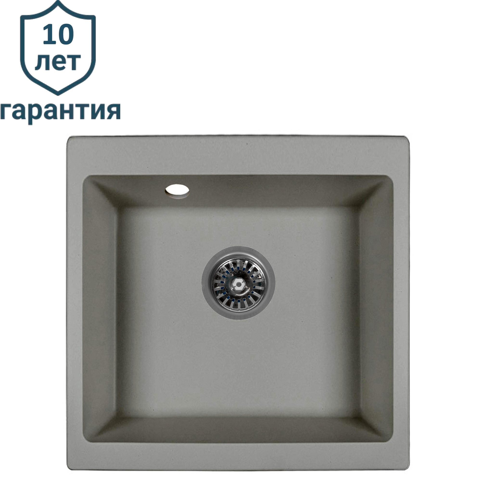 Мойка для кухни врезная Delinia 51x51 см глубина чаши 20 см кварц цвет серый шелк - 1