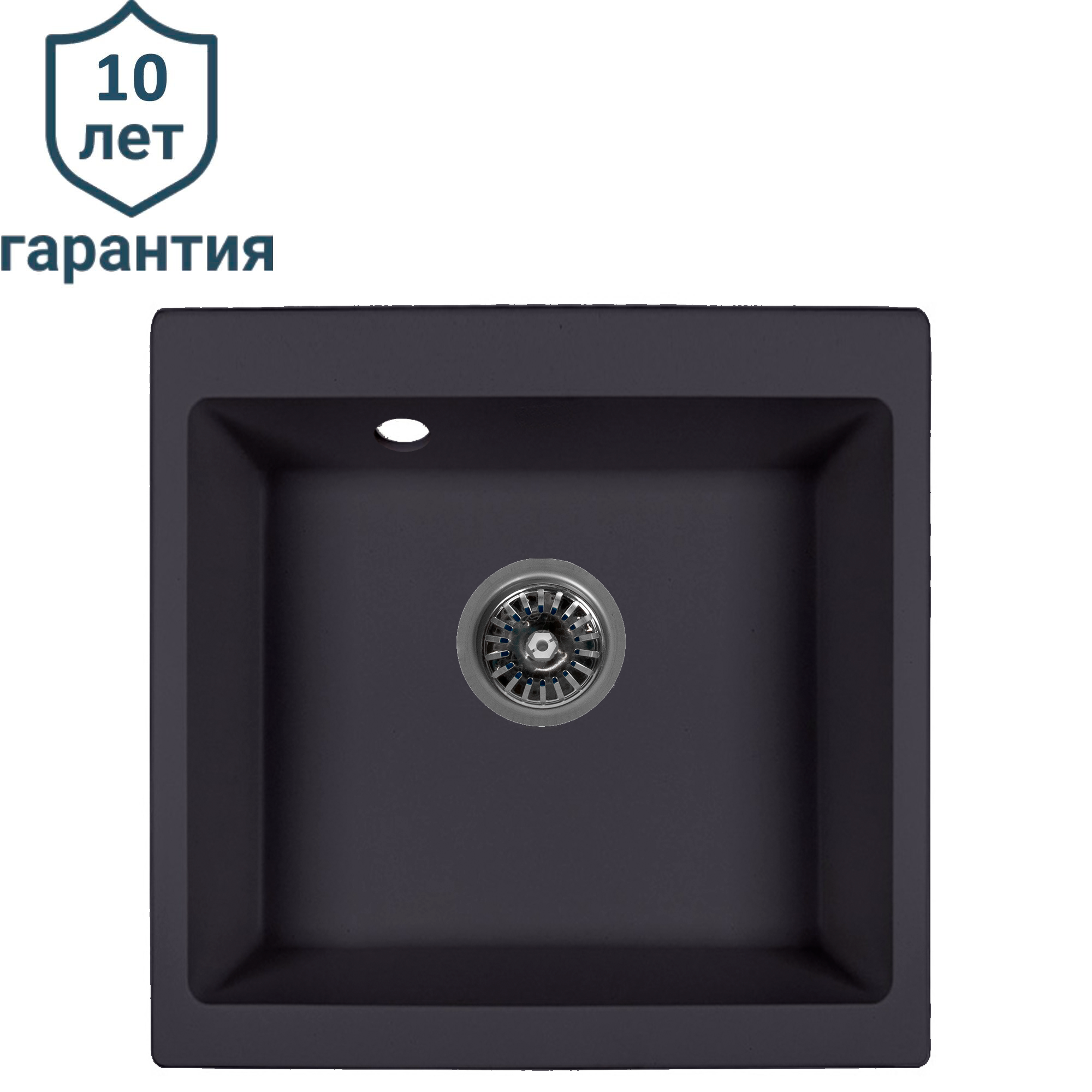 Мойка для кухни врезная Delinia 43x48 см глубина чаши 20 см кварц цвет антрацит - 1