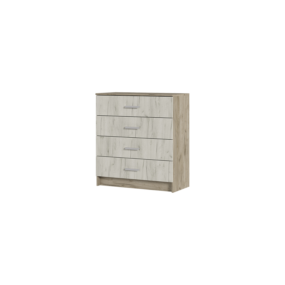 Изображение товара Комод Стендмебель Гармония 4 ящика 85x40.8x93.4 см ЛДСП белый/дуб крафт