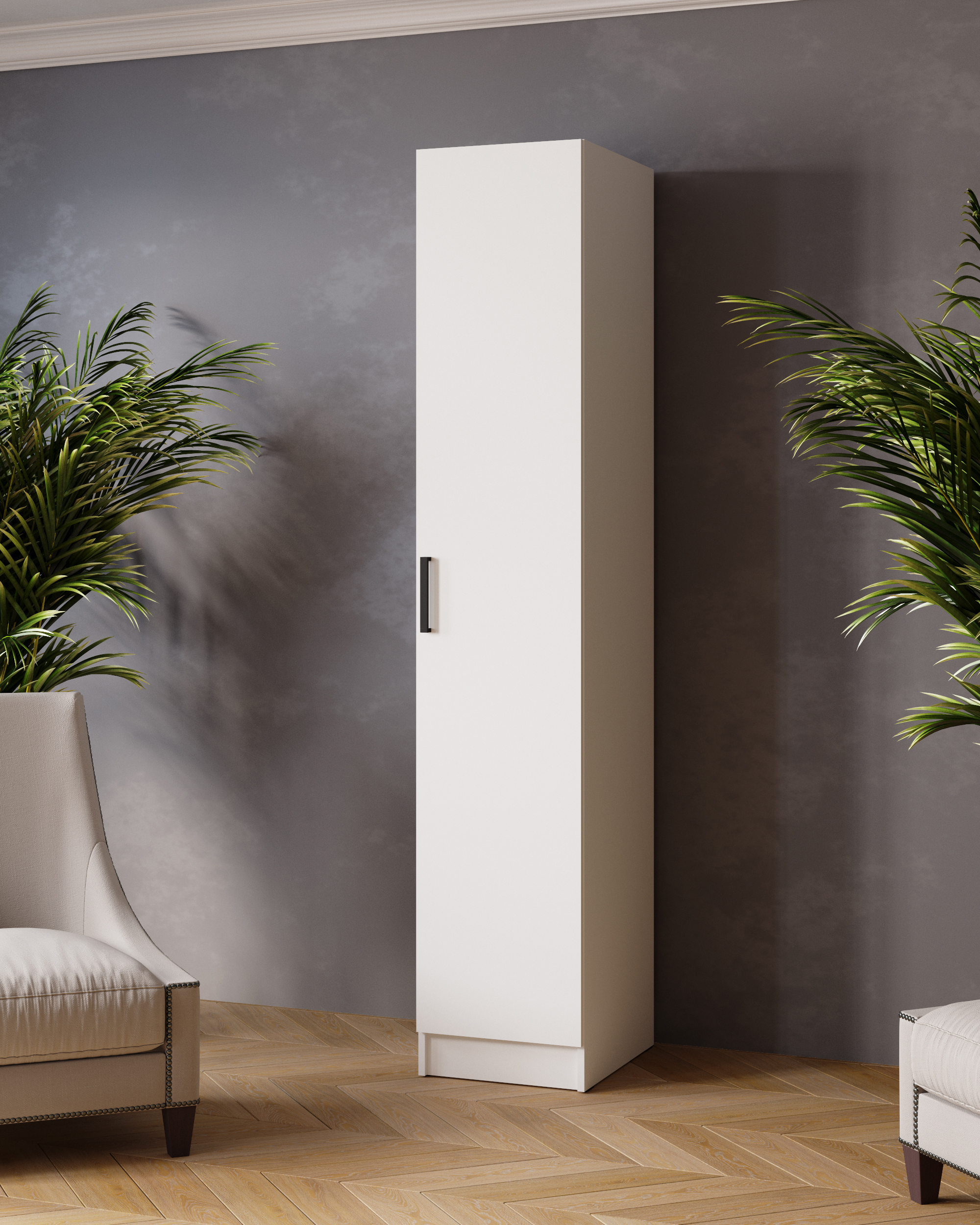 Изображение товара Шкаф распашной Микон Ларс 40x210x51 см из ЛДСП белый современный стиль