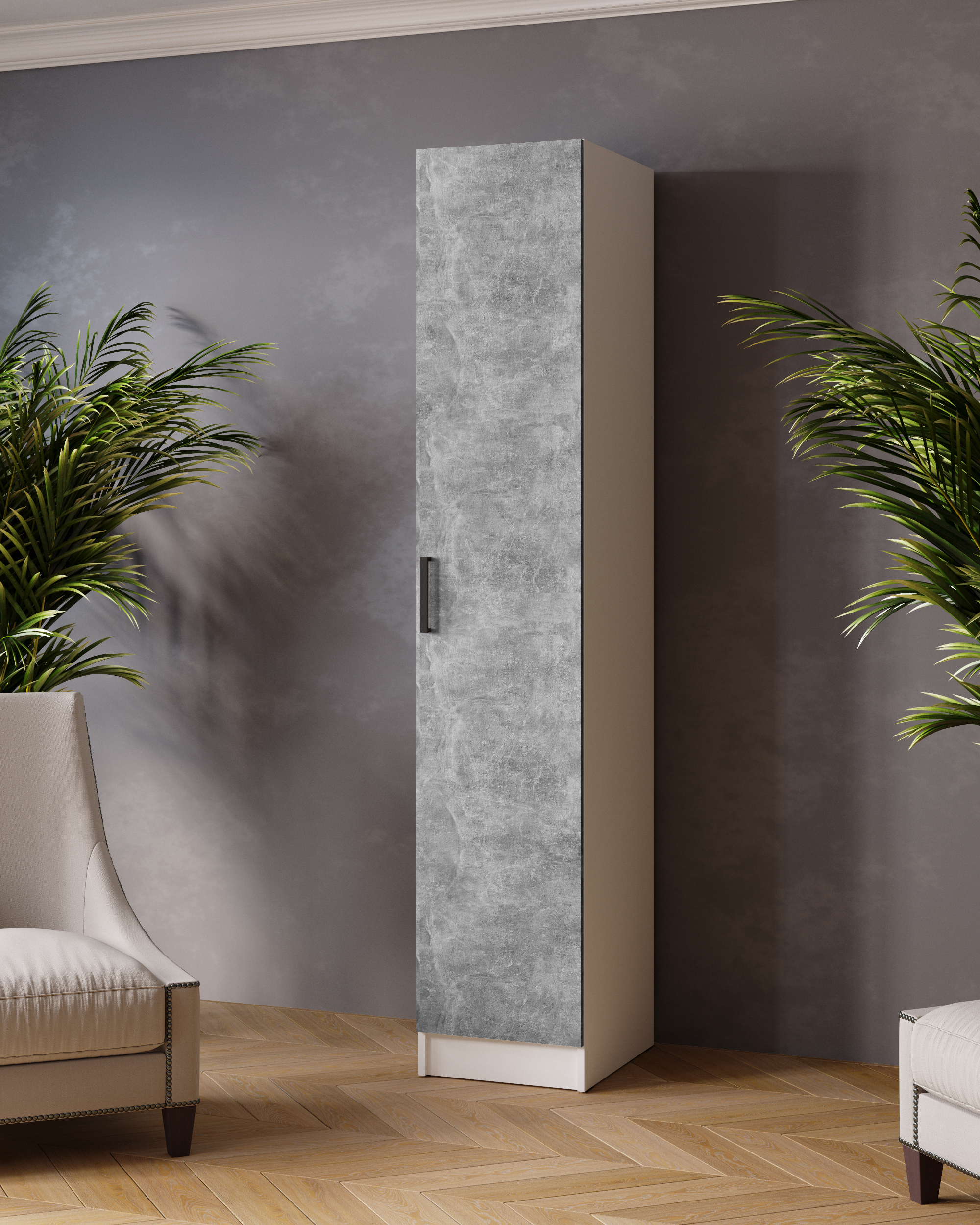 Изображение товара Шкаф распашной Микон 40x210 см ЛДСП белый/графит