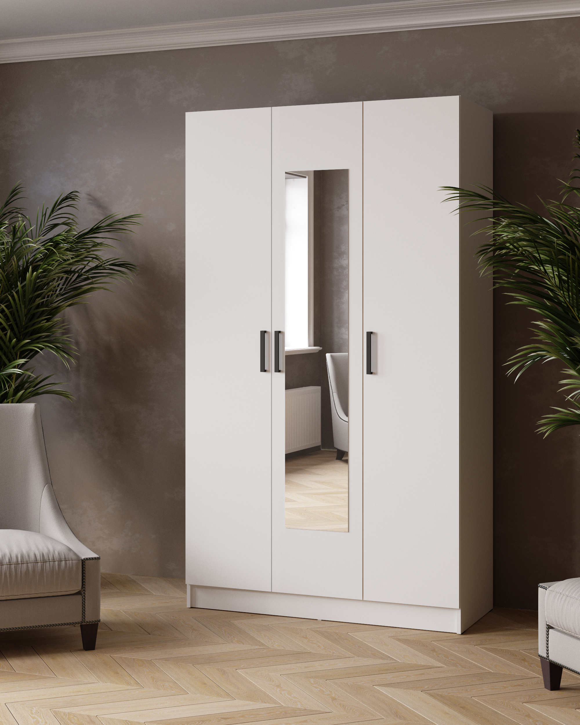 Изображение товара Шкаф распашной Микон Ларс с зеркалом белый 120x210x51 см