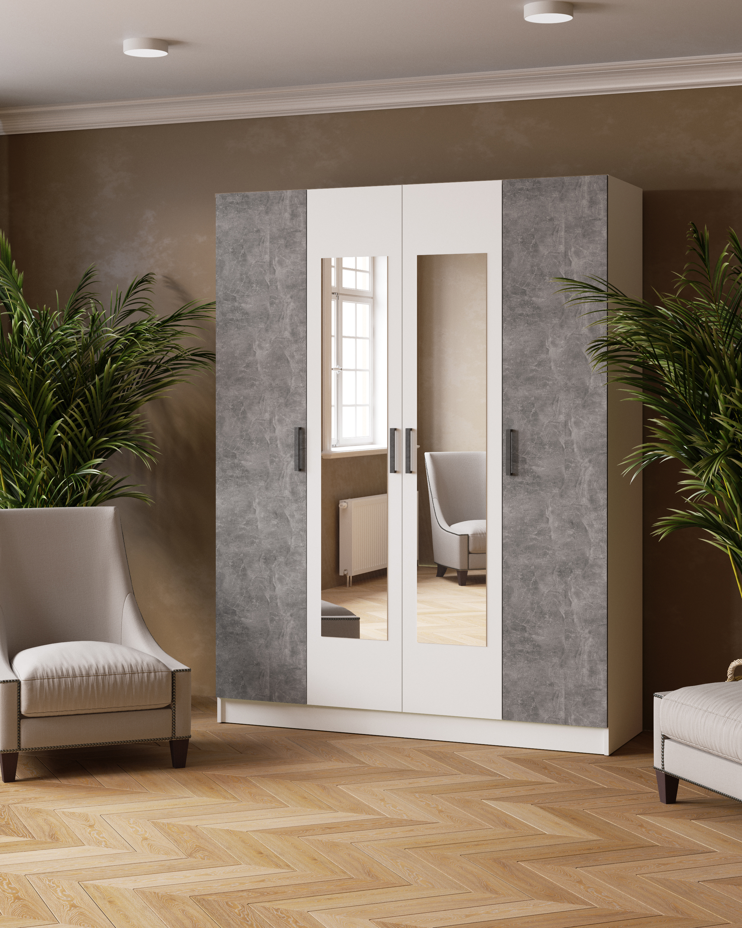 Изображение товара Шкаф распашной с зеркалом Микон 160x210 см ЛДСП современный дизайн