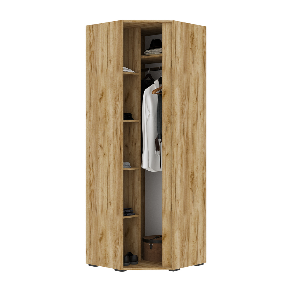 Изображение товара Шкаф распашной Хелен 04 из ЛДСП дуб крафт золотой и белый 75x210x75 см