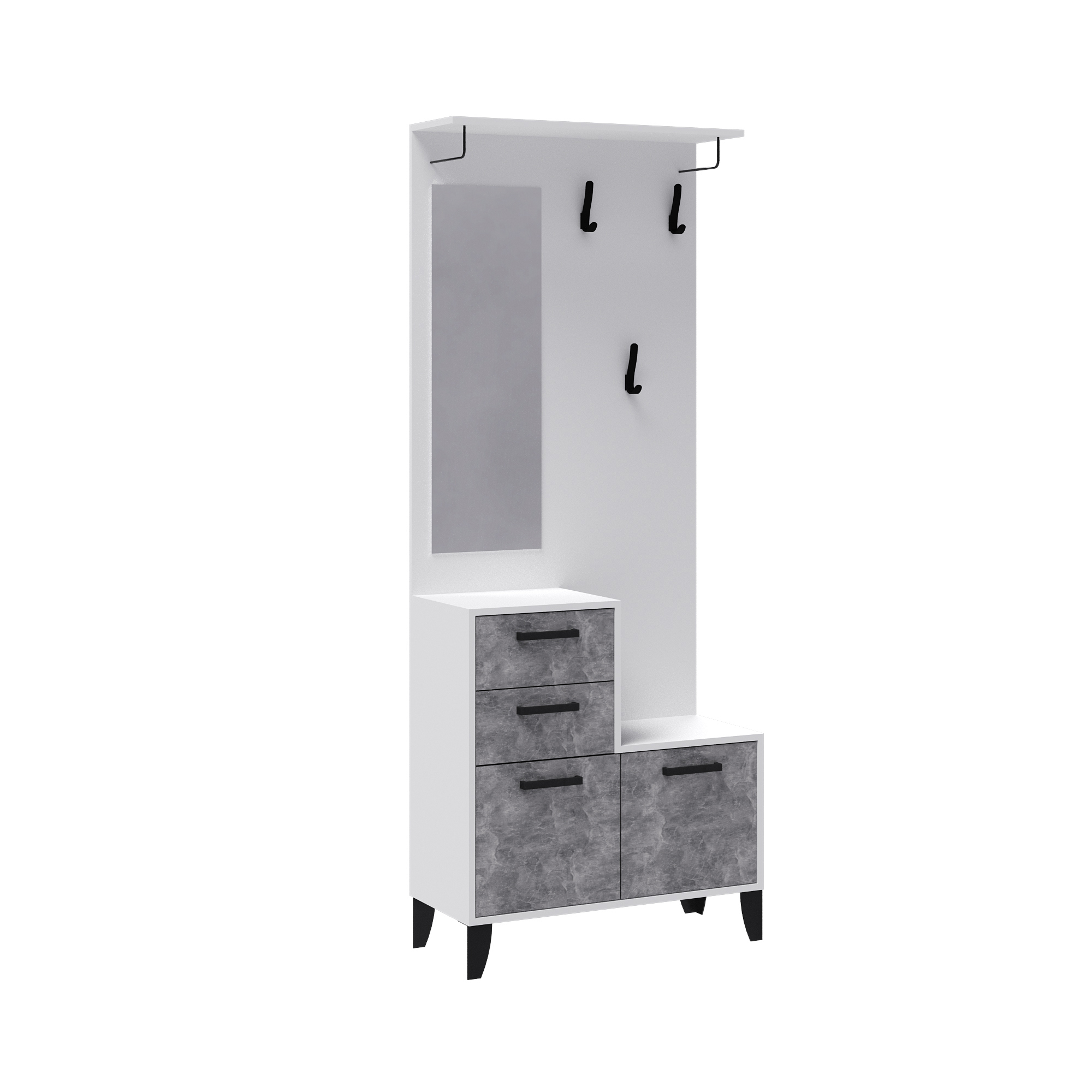 Изображение товара Напольная вешалка Микон Витра 80x200x34 см ЛДСП белая и серая