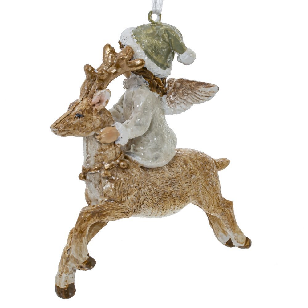 Изображение товара Белая елочная игрушка Девочка-ангел 9.5 см в виде Олень из ПВХ