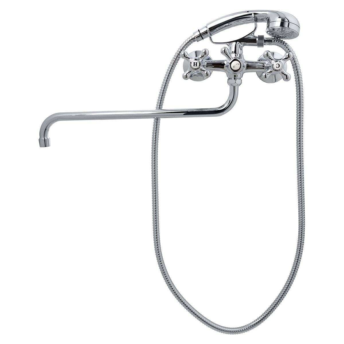 Изображение товара Смеситель для ванны Remer Cross ex04CRce двухвентильный с душевой лейкой цвет хром