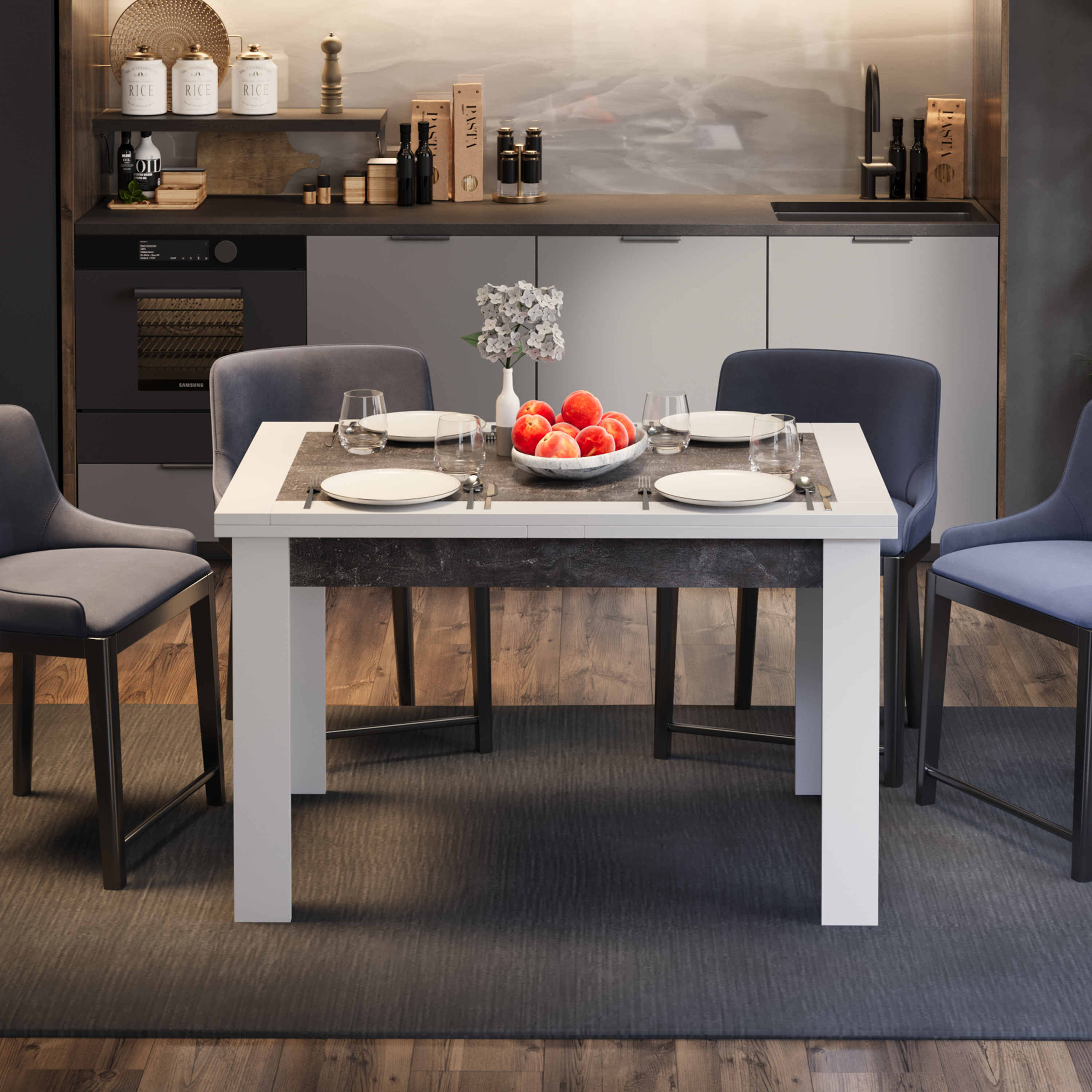 Изображение товара Стол кухонный ТриЯ Хьюстон 79х74 см ЛДСП цвет белый/серый 197647