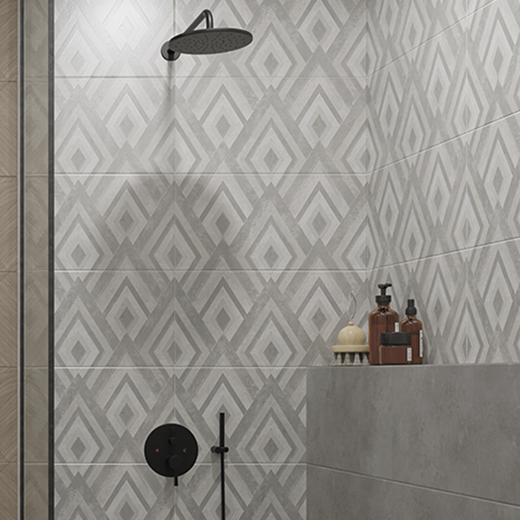 Изображение товара Настенная плитка Azori Cemento Geometria 31.5x63 см матовая серого цвета