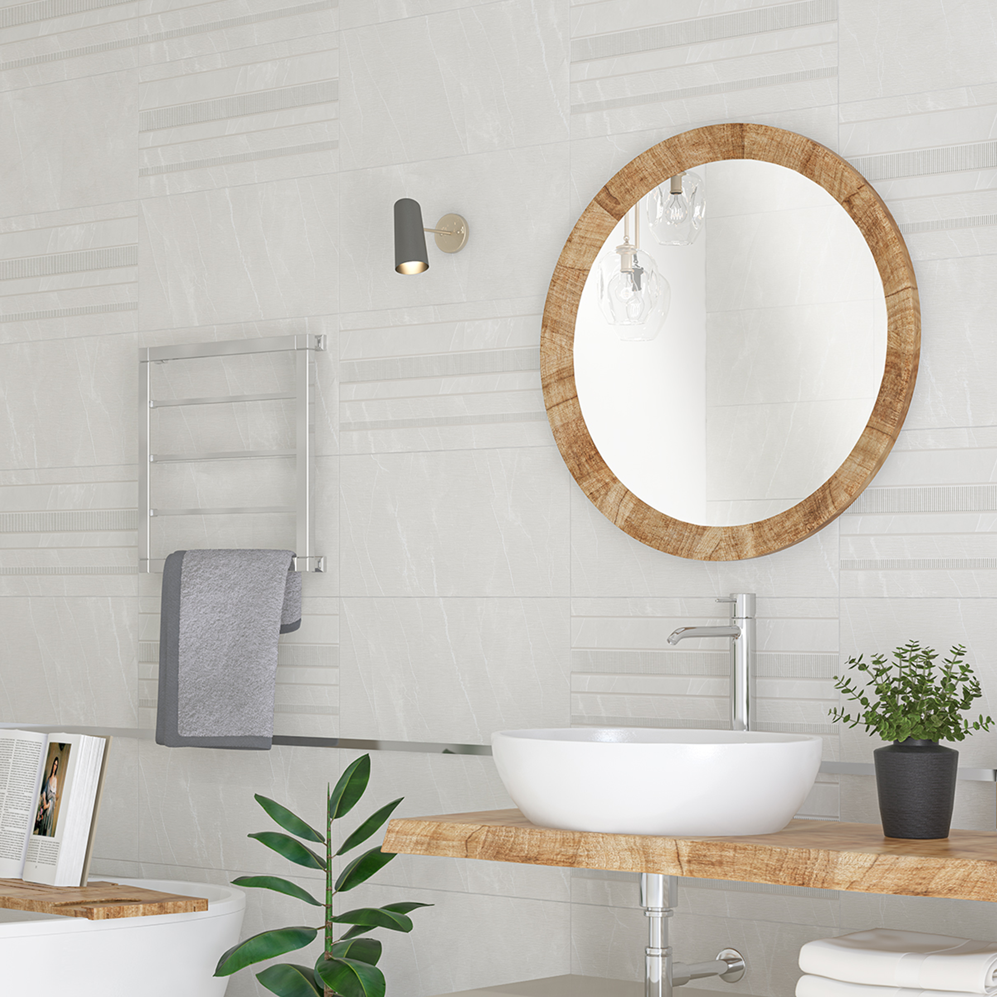 Изображение товара Плитка настенная Azori Hygge Light Mix 31.5x63 см матовая для ванной комнаты