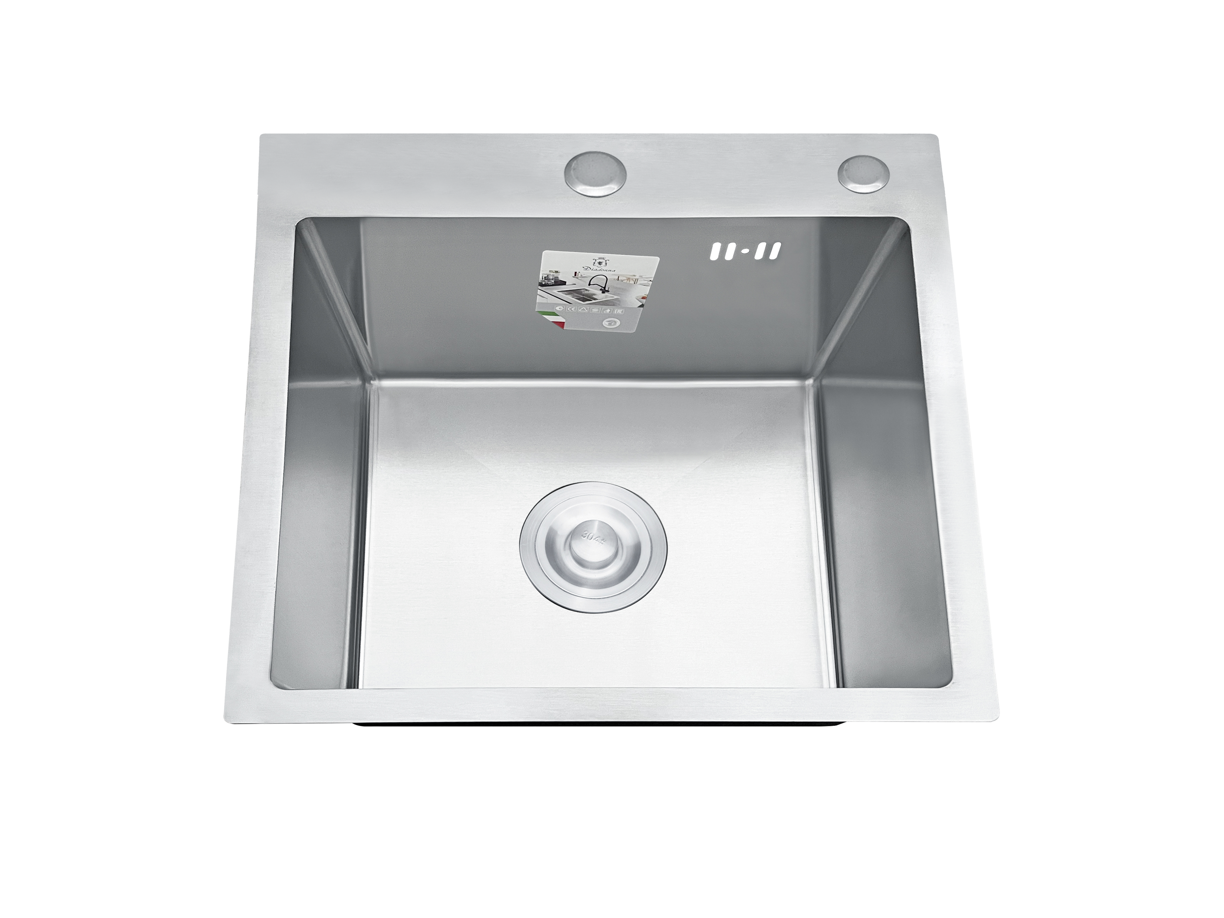 Изображение товара Мойка для кухни врезная Diadonna 50x50 см глубина чаши 20 см нержавеющая сталь цвет сатин