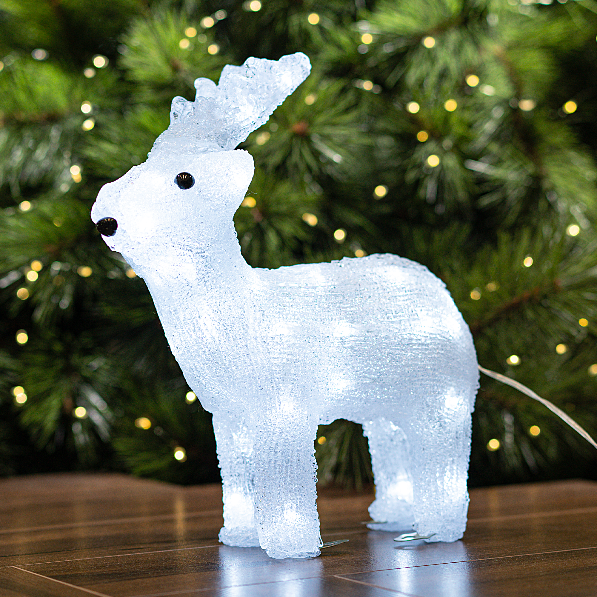 Изображение товара Светящаяся электрическая фигура «Олень» для улицы 40 ламп, 30 см, цвет холодный белый