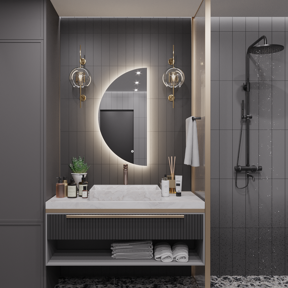 Изображение товара Зеркало для ванной Alias Муза 1/2 с подсветкой 65x130 см сенсорное