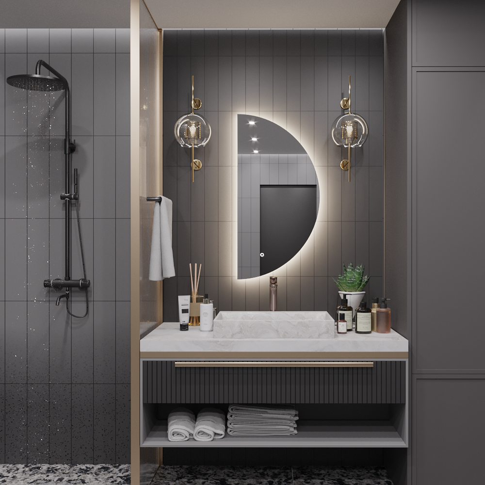 Изображение товара Зеркало для ванной Alias Муза 1/2 M70352L с подсветкой 35x70 см