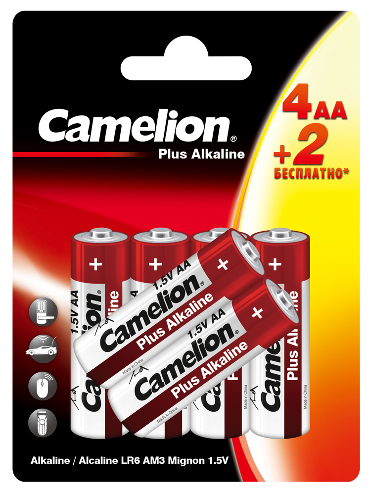 Изображение товара Батарейка алкалиновая LR6 AA Camelion Plus 6 шт. высокое качество надежность