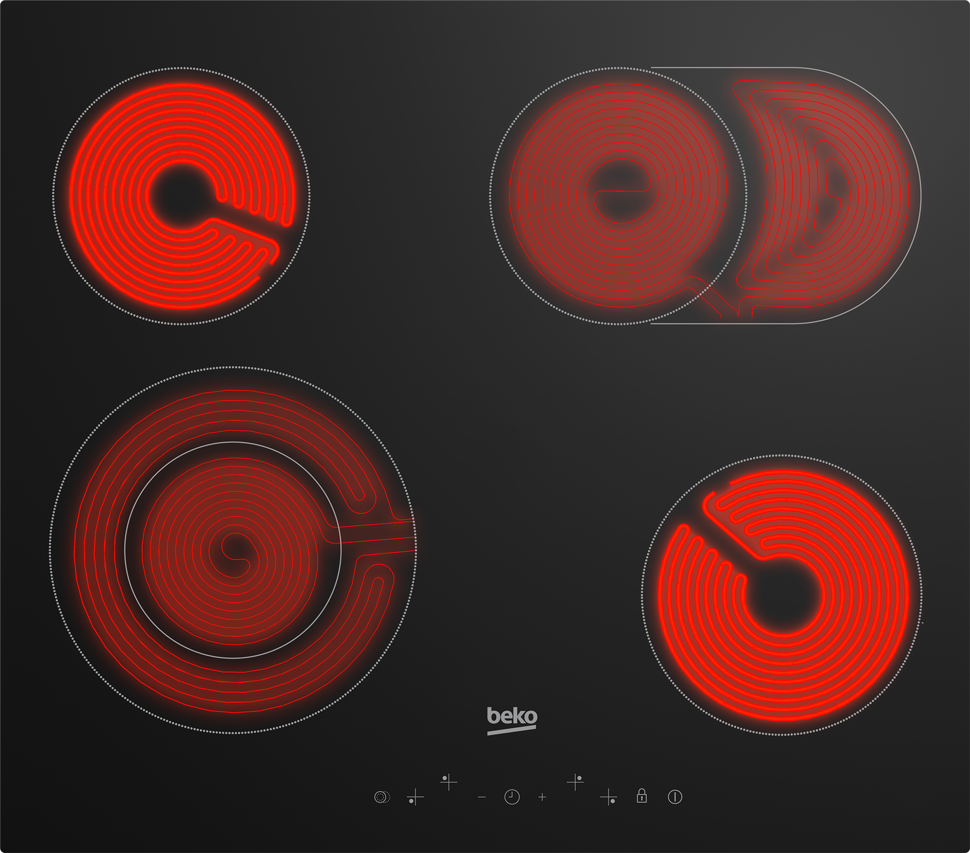 Изображение товара Электрическая варочная панель Beko Hic 64403 T 58 см 4 конфорки цвет черный